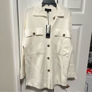 Truth by Republic NWT Viscose Blend Ivory Shacket Women's Sweater Jacket MEDIUM